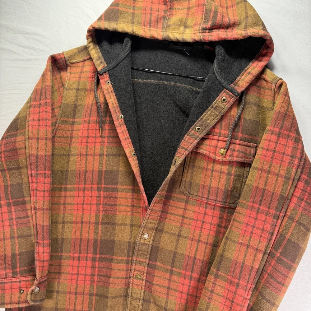 Wolverine Shirt Jacket Mens Large Brown Plaid Long Sleeve Shacket Flannel Snap